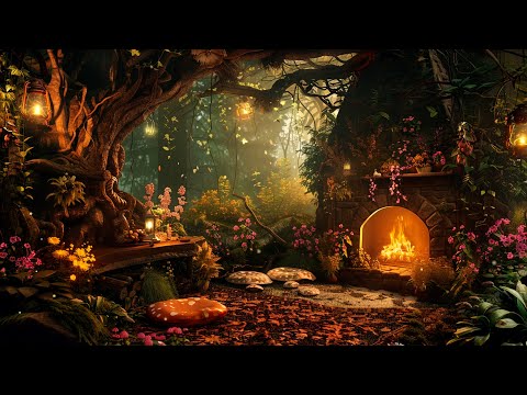 Cozy Relaxing Nook in Deep Forest ❖ Melodies Magical Music & Fire Sound | Stress Relief, Sleep Tight