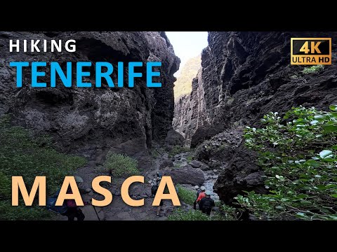 Tenerife Hiking Trail. Hiking through the Masca Gorge.