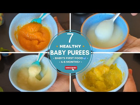 7 Healthy Purees for 4 Month+ Baby | Vegetables & Fruit Purees | Porridge | Stage 1 Baby Food