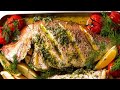 Whole Baked Fish - Herb Stuffed, with Garlic Butter Dill Sauce