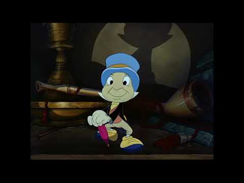 Pinocchio (1940) - Jiminy Crickett Enters Geppetto's Home