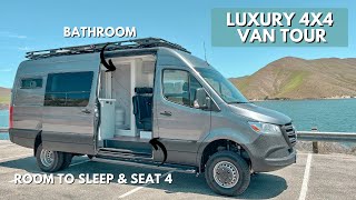 Luxury Adventure Van with Bathroom, off grid AC unit & much more! VAN TOUR 4x4 Sprinter