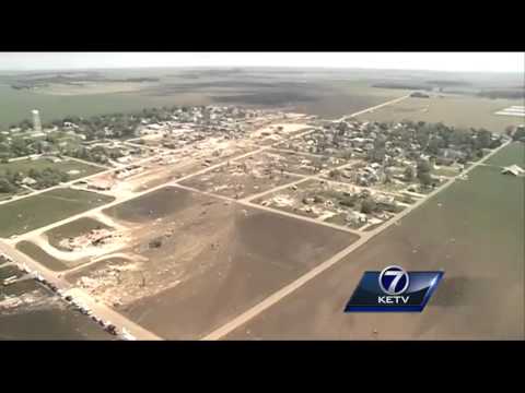 Aerial view shows tornado's path