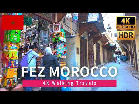 Medina of Fez, Morning Walk in Morocco 2024 - 4K HDR 60fps | Tala'a Sghira to Bab Bou Jeloud