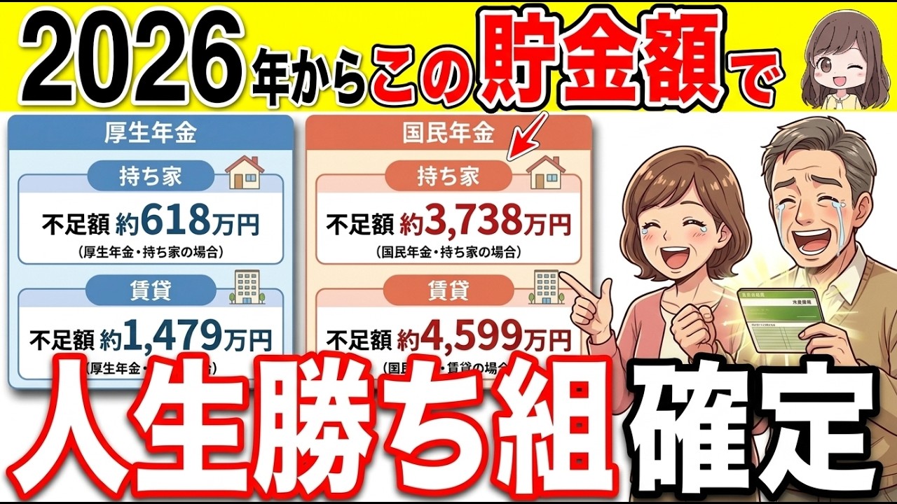 【貯金のゴール】2026年この金額まで貯めれば人生あがりです！60代で〇〇万円あれば老後安泰！【平均貯金額/資産額】