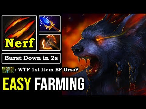 NERF ISN'T ENOUGH First Item Battlefury Ursa 7.25 Endless Rage Crazy Burst 2s Deleted Everyone DotA