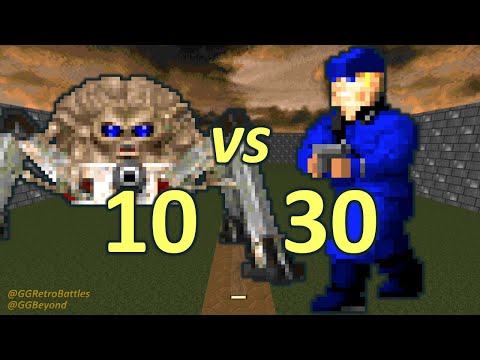 10 Arachnotrons vs 30 Wolfenstein SS - Monster Infighting - Doom II Retro Battles