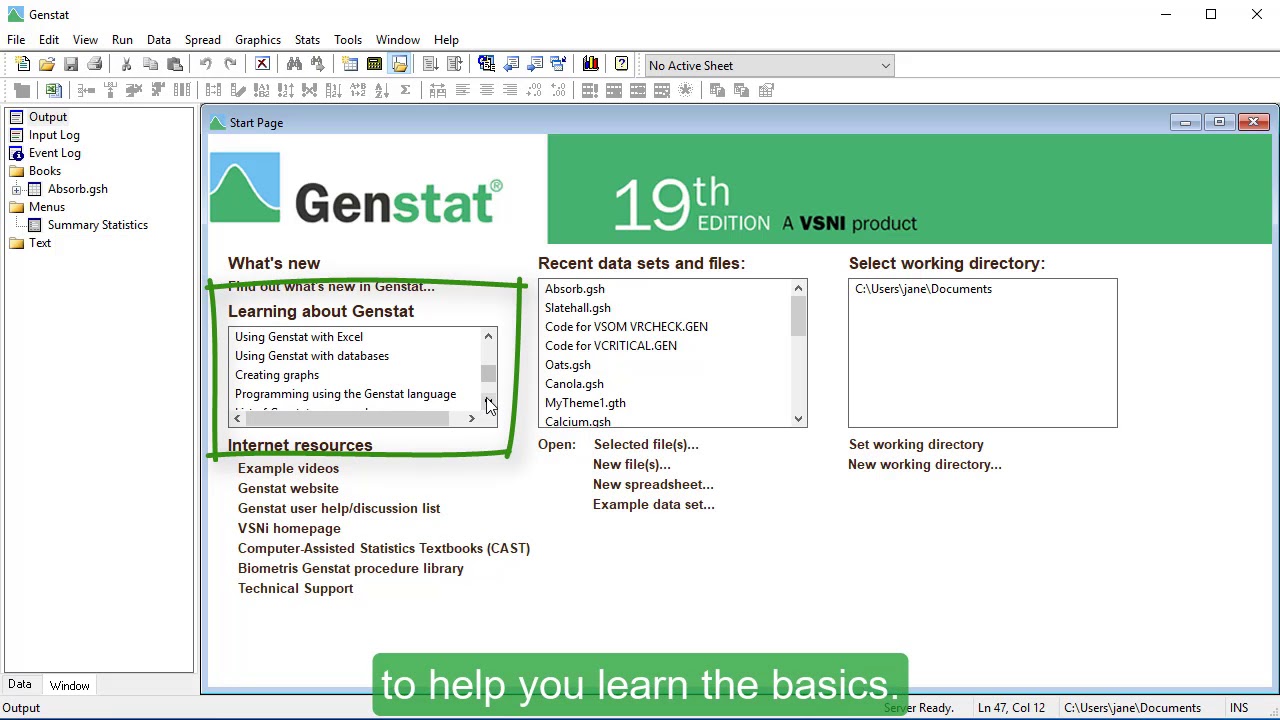 Getting Help - Genstat 19th edition