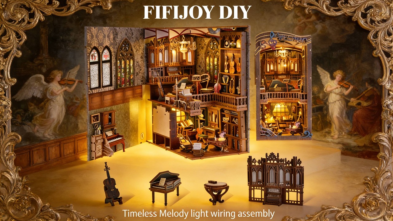 [🎵music nook asmr🎵] Timeless Melody Book Nook Light Wiring | Relaxing No Talking ASMR Build 🌙💡