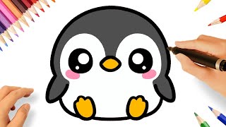 HOW TO DRAW A CUTE PENGUIN EASY 🐧💗