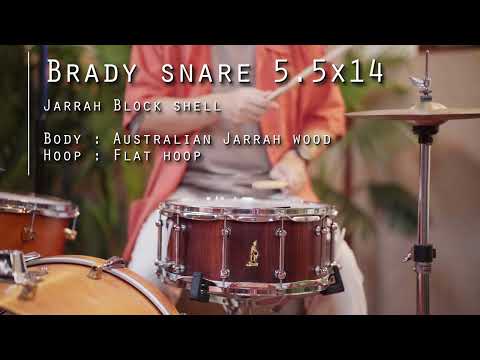 Brady Snare 5.5" x 14" Austalian Jarrah Block Shell (Stave) Snare Drum Natural Satin