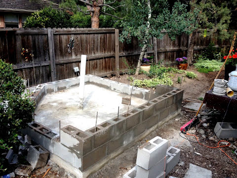 DIY concrete and cinder block pond