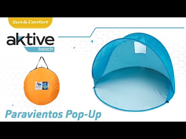 Vídeo relacionado con Cuupo Tienda de campaña de playa, 2 x 2,1 m, protección solar, protección solar antiviento, con varillas de estabilidad y sacos de arena, protección solar portátil, protección solar, playa, patio
