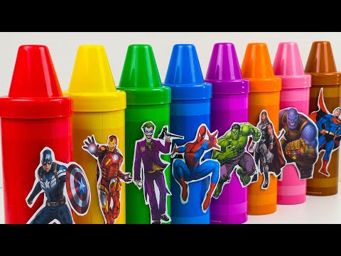 AVENGERS SUPERHERO CRAYON TOYS ASMR Action Figures:Unboxing, Spiderman, Ironman,Hulk,Thor, thanos