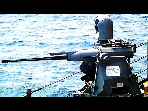 Powerful MK38 25mm "Chain Gun" In Action Aboard USS Rushmore During Live Fire Training Event