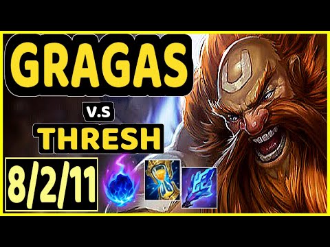 GRAGAS vs THRESH - 8/2/11 KDA BOTTOM SUPPORT GAMEPLAY - EUW Ranked GRANDMASTER
