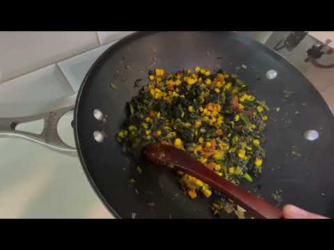 Sautéed Kale and a Delicious Salad!: Making Up Meals at Someone Else's Home! Episode 1.