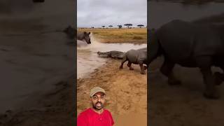 Rinoceronte foi firme no jacare agora 😱