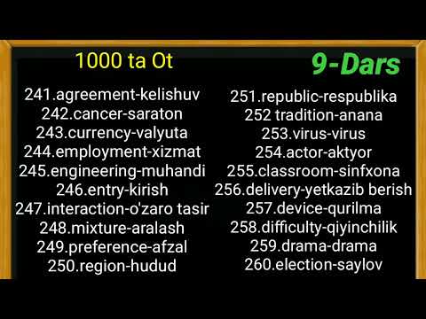 Ingliz Tilida Eng Kerakli 3500 so'zlar 9-DARS #novelstudy #english