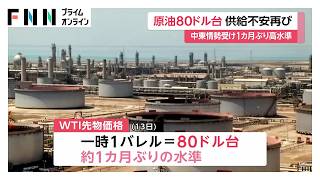 原油先物 一時“80ドル”台　中東情勢受け、1カ月ぶり高水準　再び高まる供給不安（2026年07月14日）