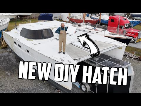 ⛵️ New hatches for our hurricane-damaged catamaran: design, mold, and finished part.  Ep 659