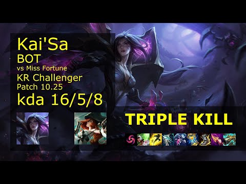 Kai'Sa ADC & Karma vs Miss Fortune & Morgana - KR Challenger 16/5/8 Patch 10.25 // [롤] 카이사 vs 미스 포츈