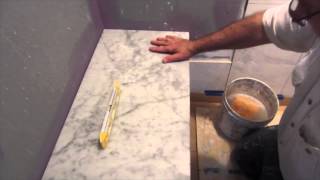 How to install marble on  bench seat and shower curb