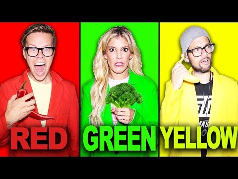 Last To STOP Eating Their Colored Food Challenge! | Matt and Rebecca Video