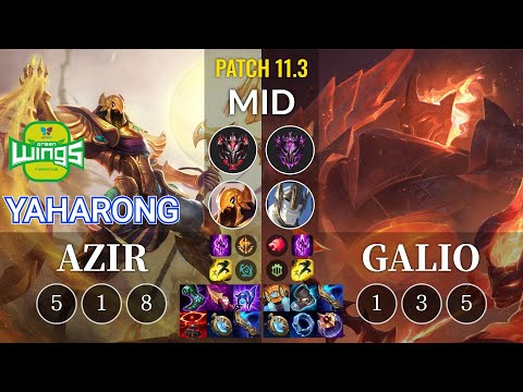 JAG Yaharong Azir vs Galio Mid - KR Patch 11.3