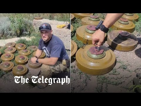 American volunteer in Ukraine shows danger of clearing landmines in farm fields