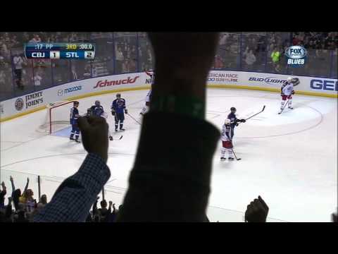 Jaroslav Halak on his back save Feb 23 2013 Columbus Blue Jackets vs St. Louis Blues NHL Hockey