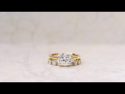 2.25ct Cushion Cut Lab Diamond Cathedral Solitaire and Oval 3/4 Eternity Band | Ada Diamonds