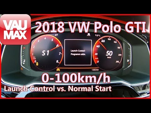 2018 VW Polo GTI Launch Control vs. Normal Acceleration Beschleunigung 0-100 km/h Tachovideo 0-60mph