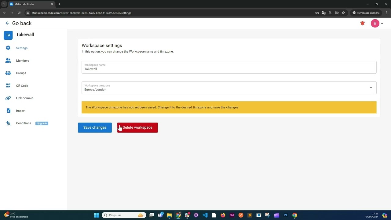 How to Delete a Workspace in Midiacode Studio