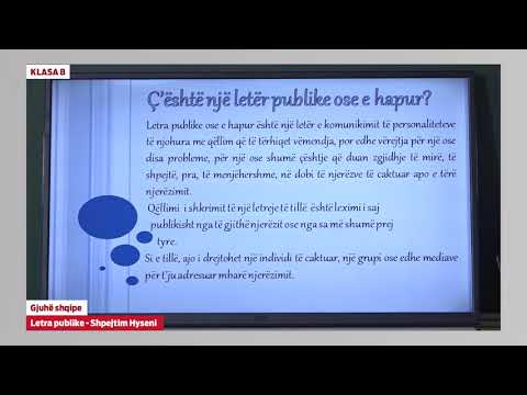 e Mesimi Klasa 8 - 8075 Gjuhë shqipe - Letra publike