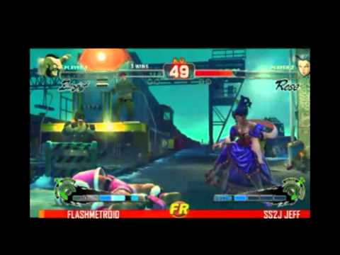 Super Street Fighter 4 AE 7/9/11 Flash Metroid (Zangief) vs SSJ2Jeff (Rose)
