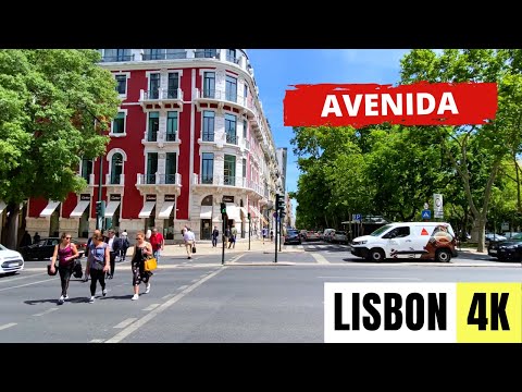 LISBOA, PORTUGAL 🇵🇹 [4K] Avenida da Liberdade — Passeio a pé