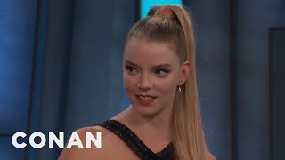 Anya Taylor Joy's Awkward On-Screen Kiss With James McAvoy | CONAN on TBS video