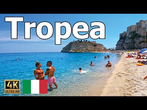Tropea, Calabria, Italy - Walking Tour in 4K - Beach, Town Center, and Panoramic Views