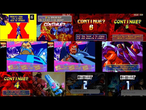 All Marvel vs Capcom Games - Every Continue Screen and Game Over Screen