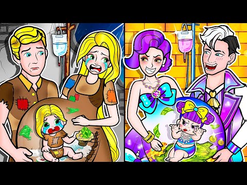 [🐾paper dolls🐾] Rich vs Poor Family in Hospital  | Rapunzel Family 놀이 종이