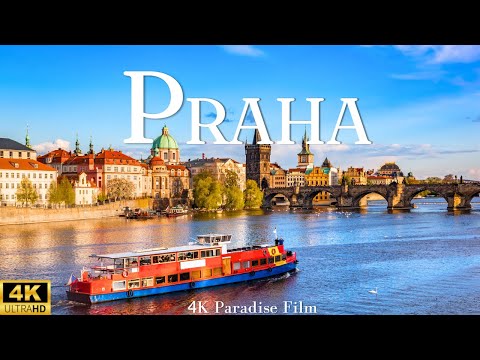 Praha 4K drone view Flying Over -  Relaxation film with calming music (4K ULTRA HD)
