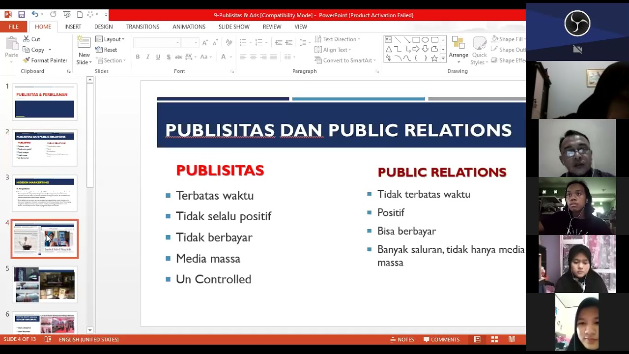 Zoom Perkuliahan Produksi Media PR Pertemuan 9 (20-04-2021)