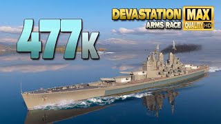 Battleship Devastation: Huge 477k damage thriller - World of Warships