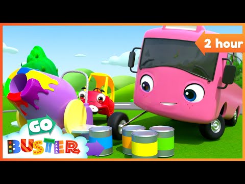 Let’s Paint with Buster! 🌈 Paint Cannon Colour Fun | Go Buster - Bus Cartoons & Kids Stories