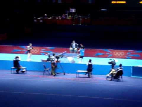 London 2012 - Table Tennis - Amazing Point - Kim Kyungah (South Korea) vs Tianwei Feng  (Singapore)