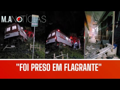 HOMEM É PRESO EM FLAGRANTE APÓS BATER AMBULÂNCIA DA SAMU EM MURO, EM CABO DE SANTO AGOSTINHO (PE)