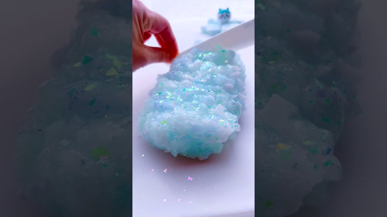なんかちいさくてかわいいスライム💙🤍Cracking Aurora Slime.|ASMR