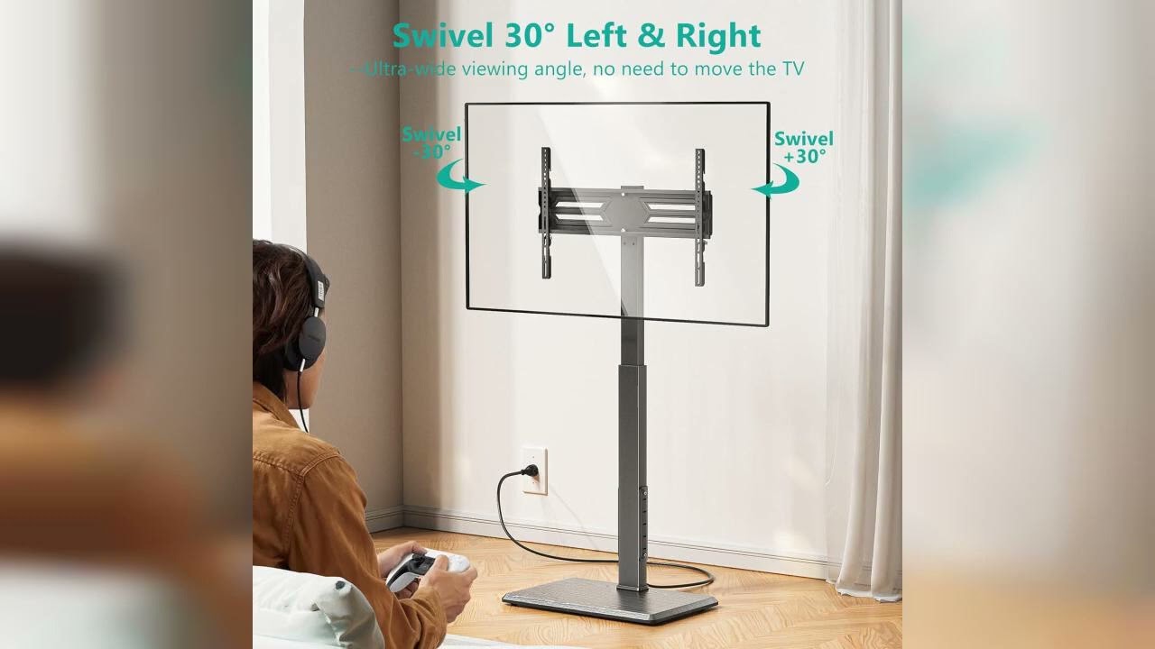 Review: WALI Floor TV Stand with Power Outlet, Tall TV Stand Mount for 32-75 inch TV up to 110...