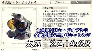 (switch版)重大事変ヌシ・アオアシラ、全武器種ソロ討伐チャレンジwith太刀